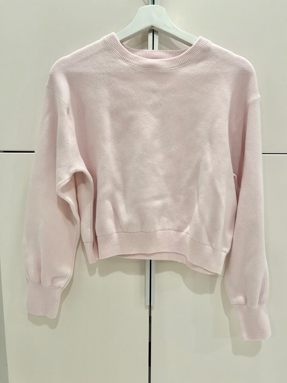 Aerie Cropped Crew Sweater Women's Small Pink Ivory Knit Loose Fit Crewneck 2025